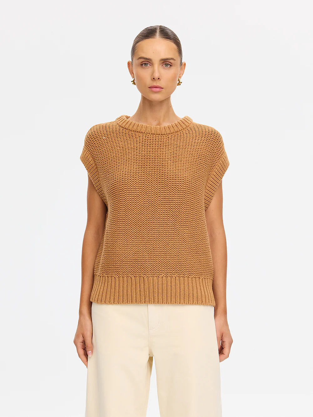 Olesia Knit Vest Tan