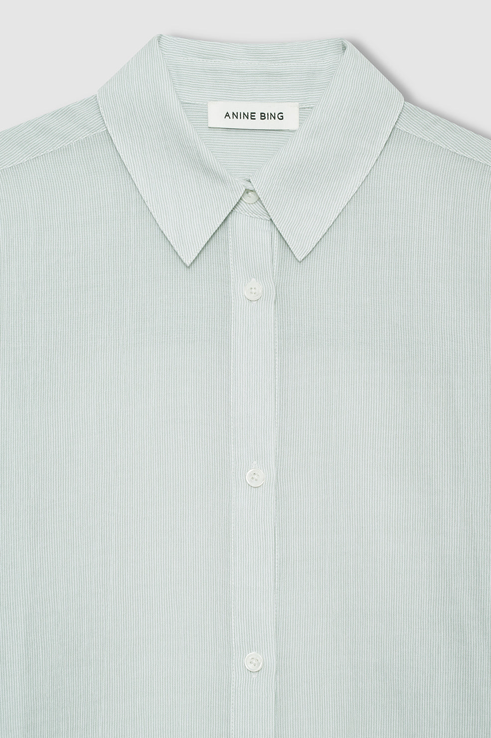 Plaza Shirt - Green and White Mini Stripe