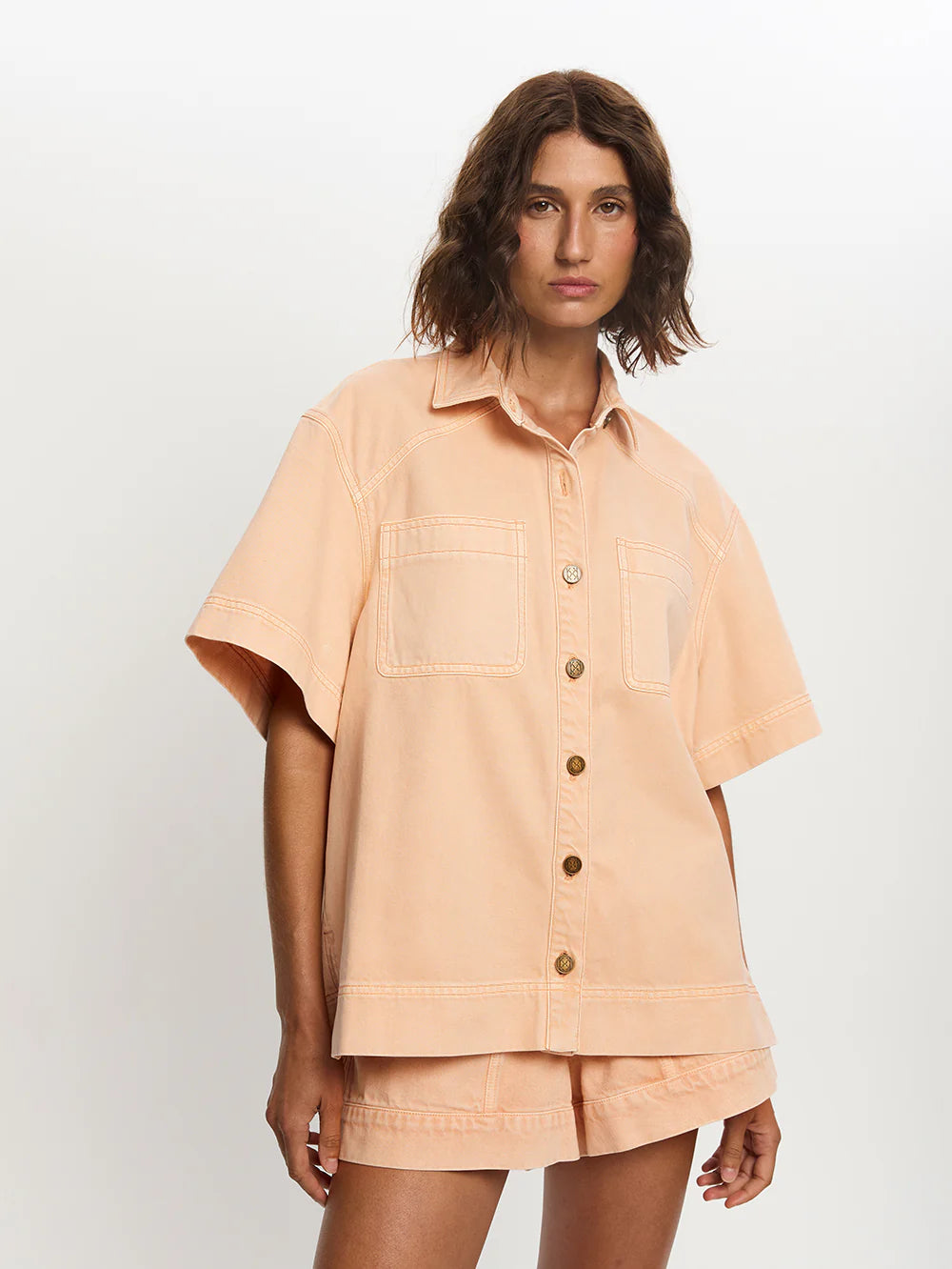 Paloma Denim Shirt Peach