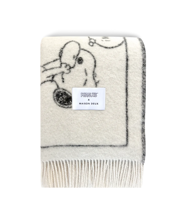 Peanuts Blanket Comic Doughnut White Black - Maison Deux