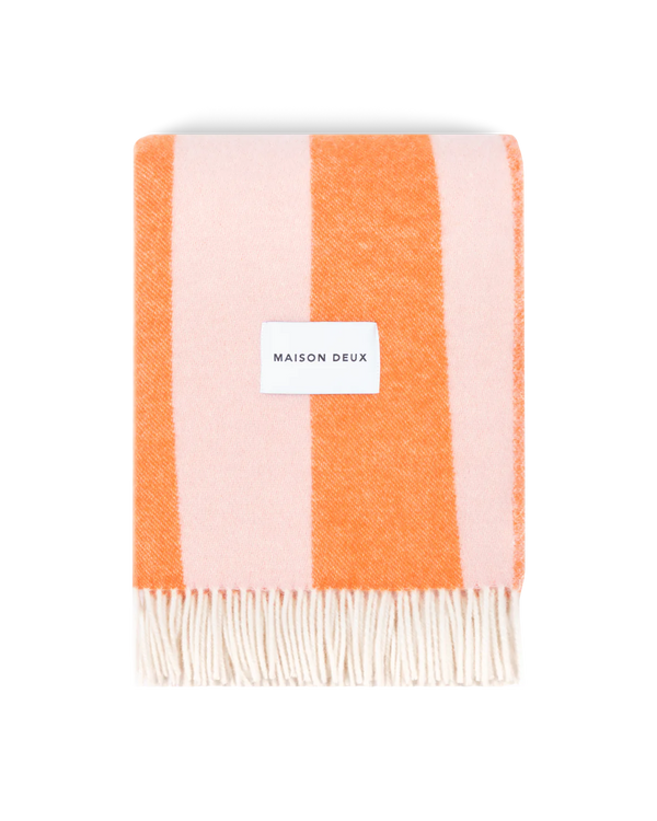 Rough Stripe Blanket Pink Carrot - Maison Deux