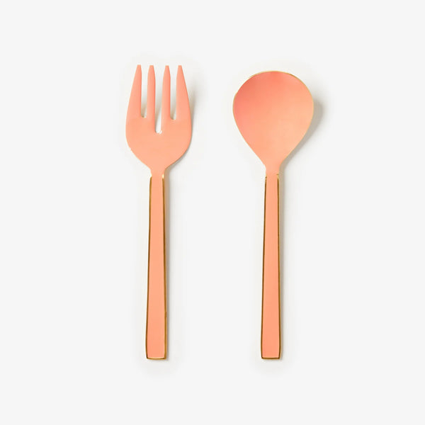 Enamel Peach Salad Servers (set of 2)