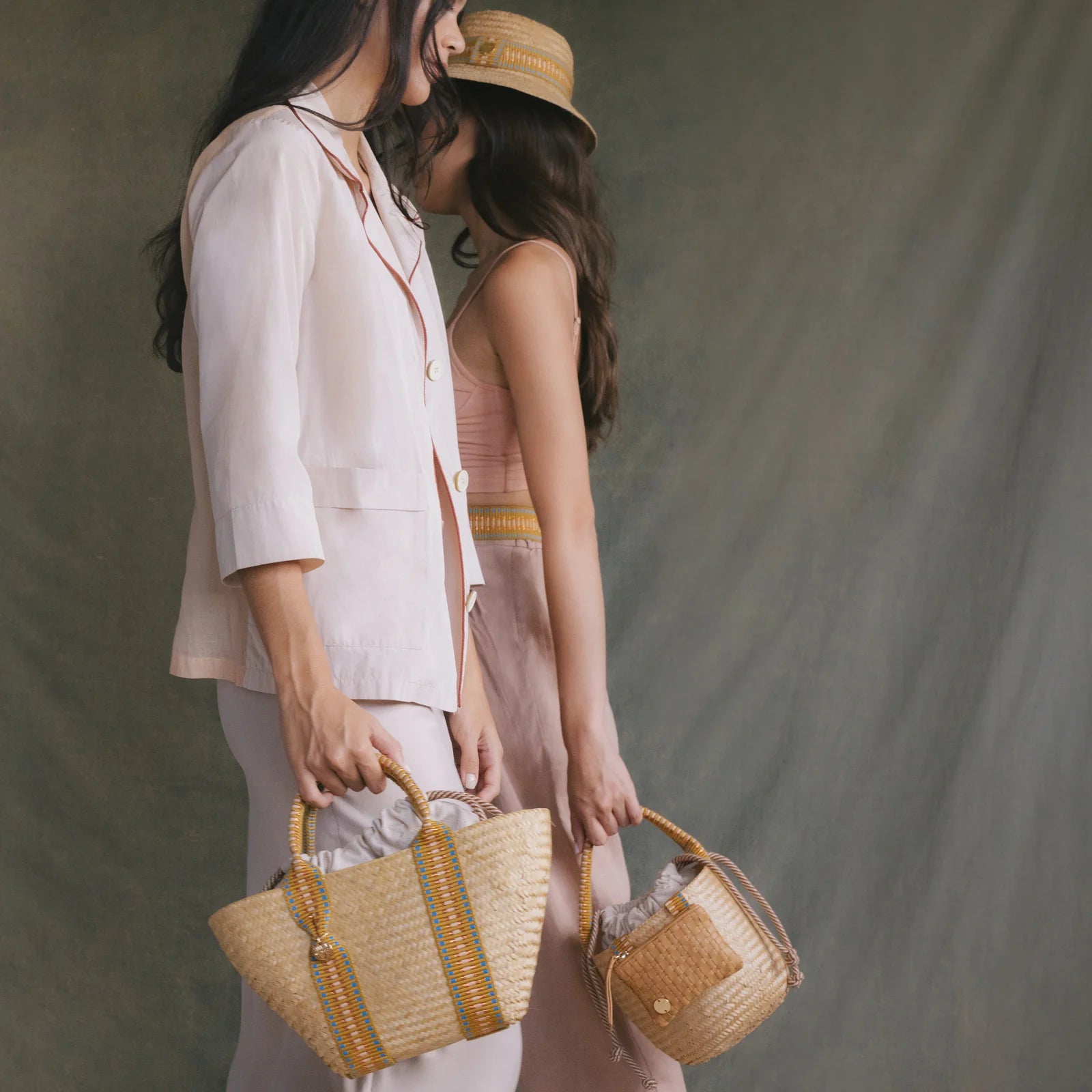 Libur Handheld Bucket Bag Copper Stripe