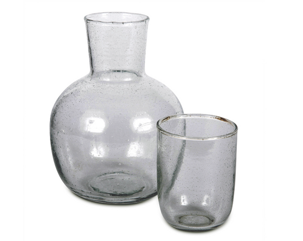 Carafe With Seeded Deep Sage Glass