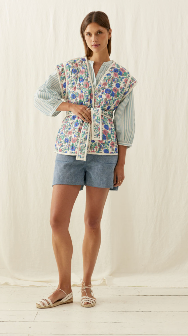 Andre Reversible Vest Blue Summer Meadow - Louise Misha
