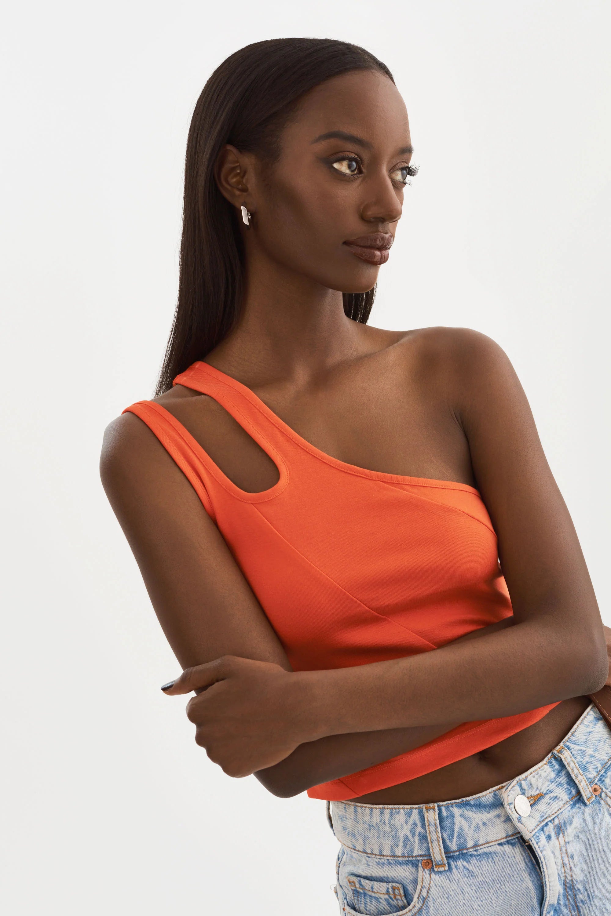 Terra Spora Spicy Orange One Shoulder Top - Lamarque