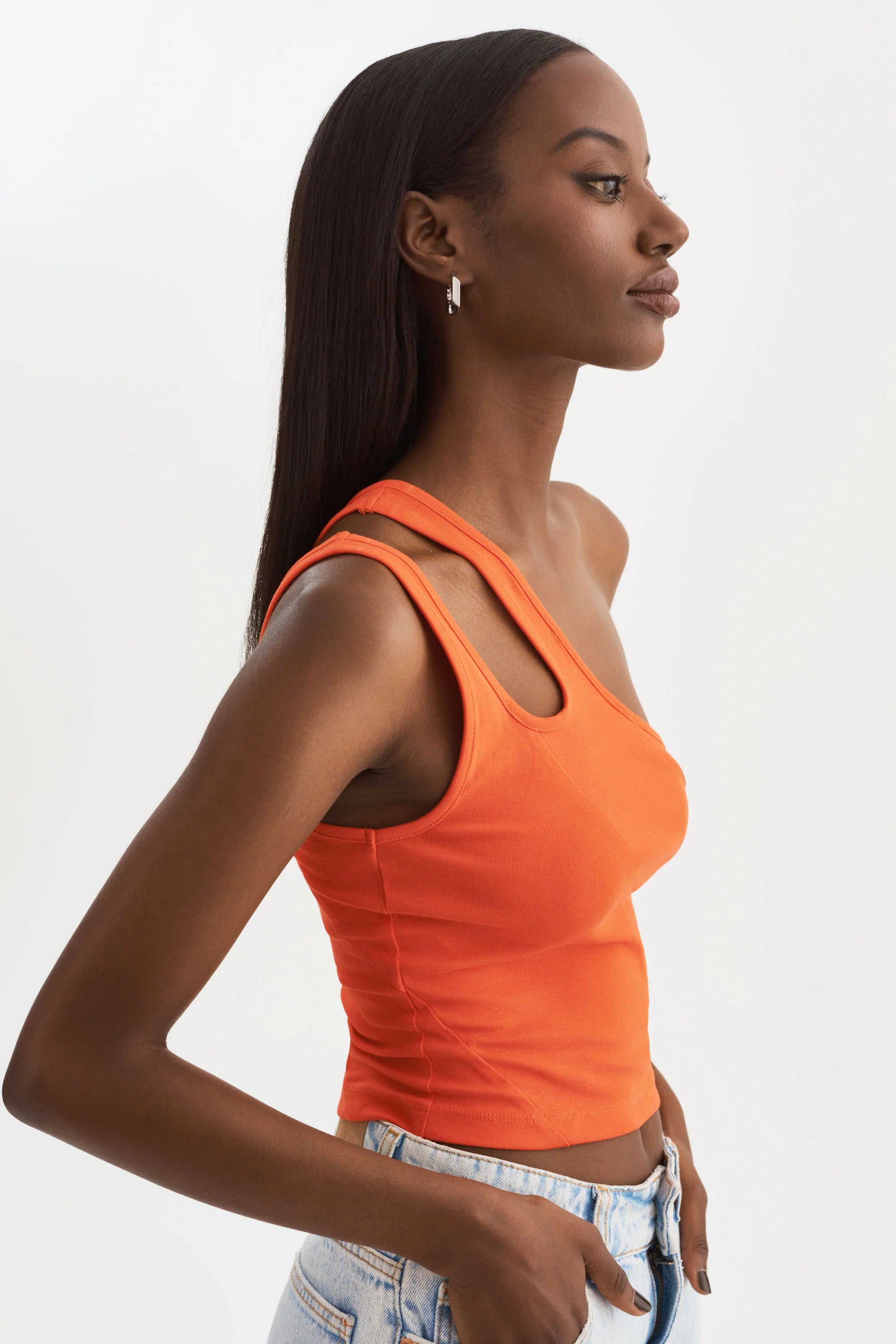 Terra Spora Spicy Orange One Shoulder Top - Lamarque