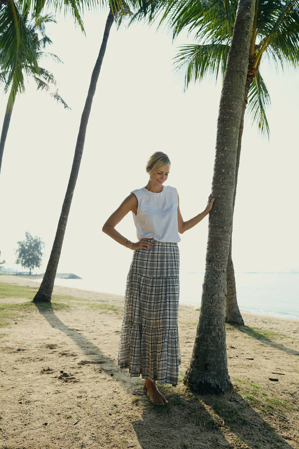 Greta Maxi Skirt Gingham - Tigers in Paris