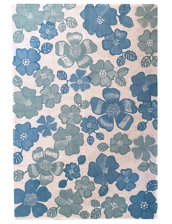 Tea Towel Daisy Blue + duckegg - Aquadoor