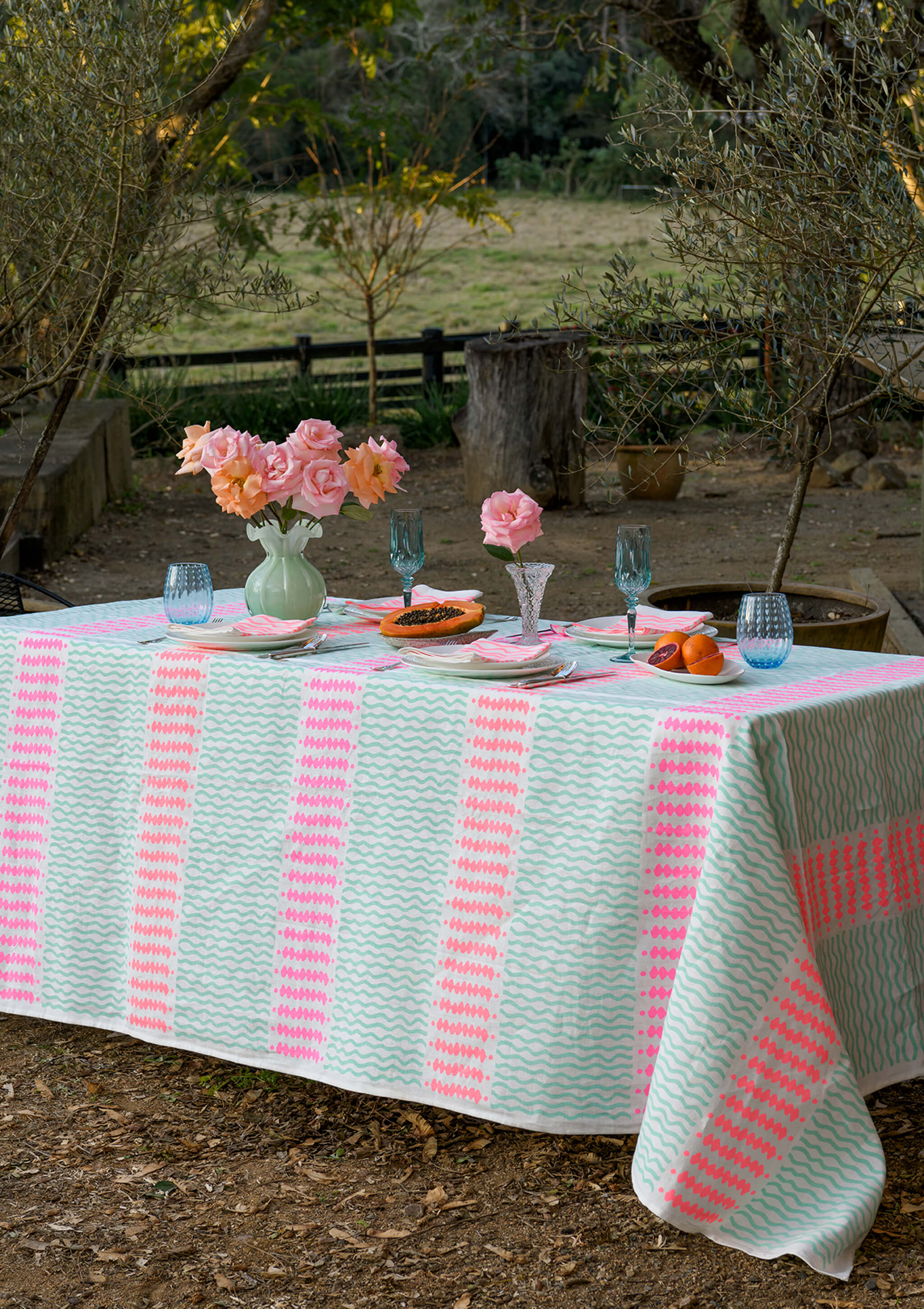 Napkins (set of 4) Wiggly Stripe Flamingo - Aquadoor