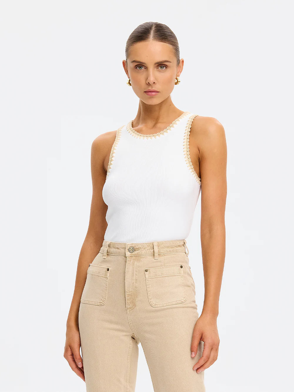 Tallulah Spliced Tank Ivory/Tan