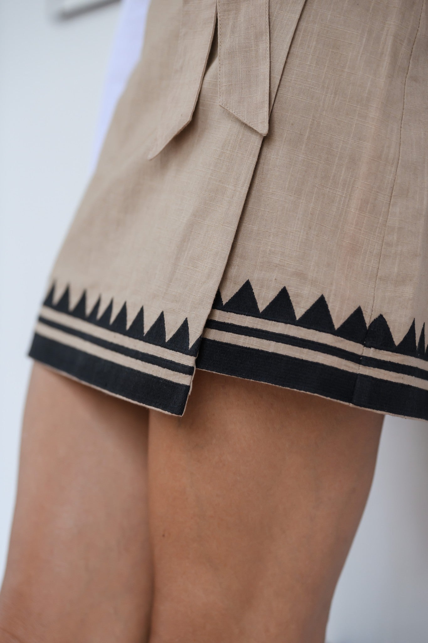 Zig Zag Embroidered Wrap Skirt - Tigers in Paris
