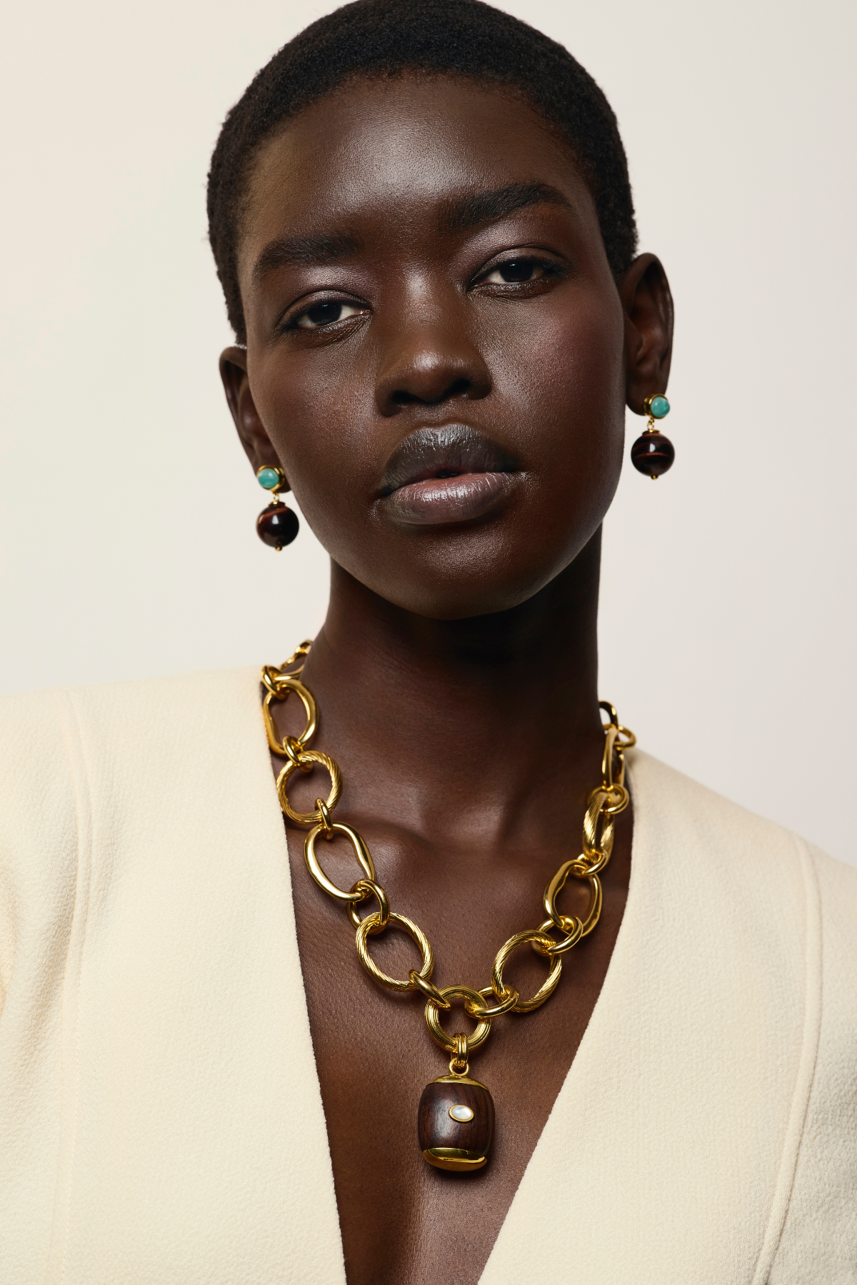 Beacon Charm Necklace in Acacia wood