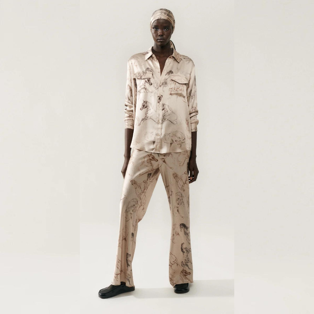 Silk Laundry Wild Horses Boyfriend Shirt