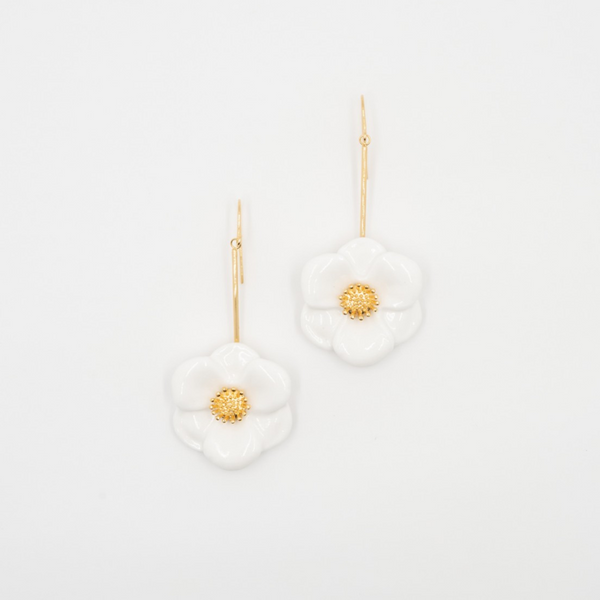 Big White Flower Earrings - Nach