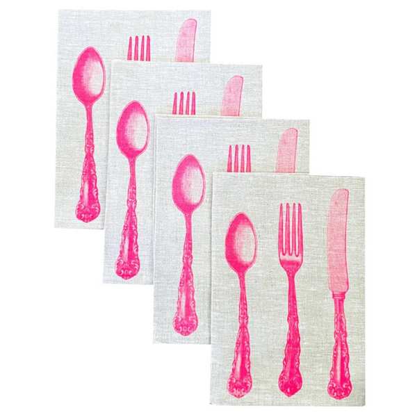 Napkins (set of 4) Cutlery Neon Pink - Aquadoor