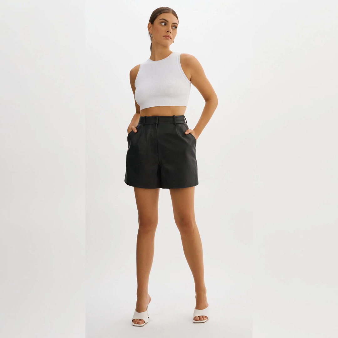 Lamarque Black Marlene Leather Shorts