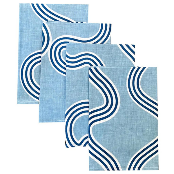 Napkins (set of 4) Spaghetti Blue + Navy - Aquadoor