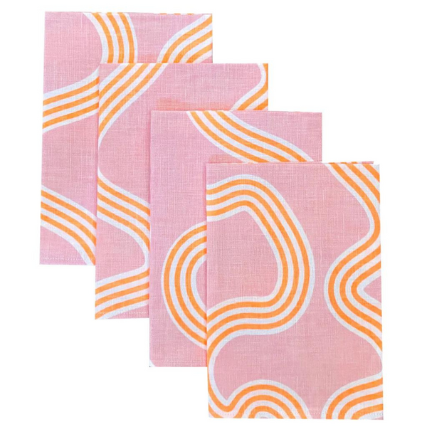 Napkins (set of 4) Spaghetti Blush + Neon Orange - Aquadoor