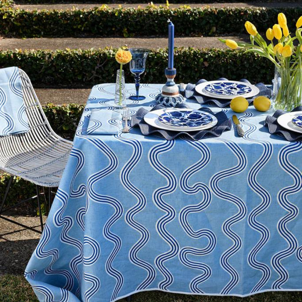 Tablecloth Spaghetti Blue + Navy - Aquadoor