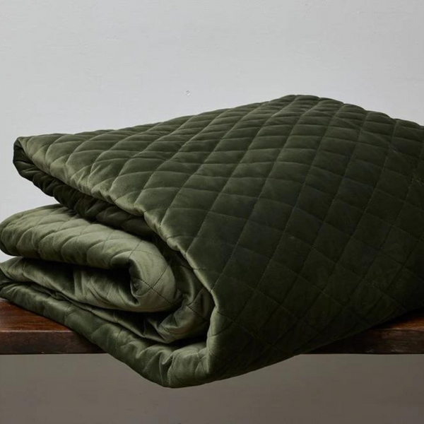 Olive Velvet Coverlet