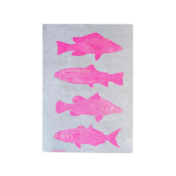 Tea Towel Fish Highlighter Pink - Aquadoor