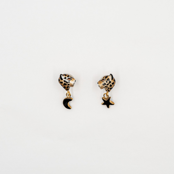 Leopard Star&Moon Stud Earrings - Nach