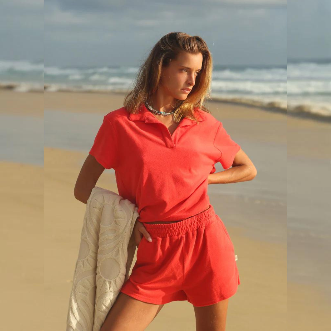 Araminta James Coral Terry Polo Set