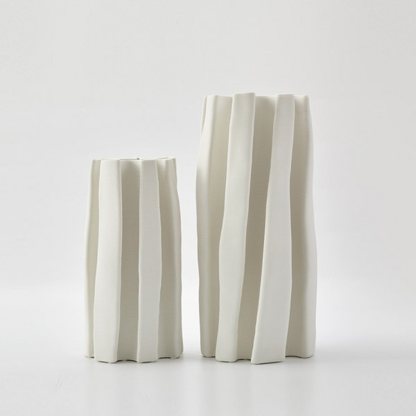 Box Pleat Vase Ivory