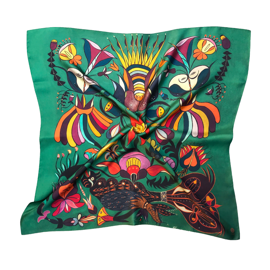 Silk Scarf “Forest song” F. Primachenko