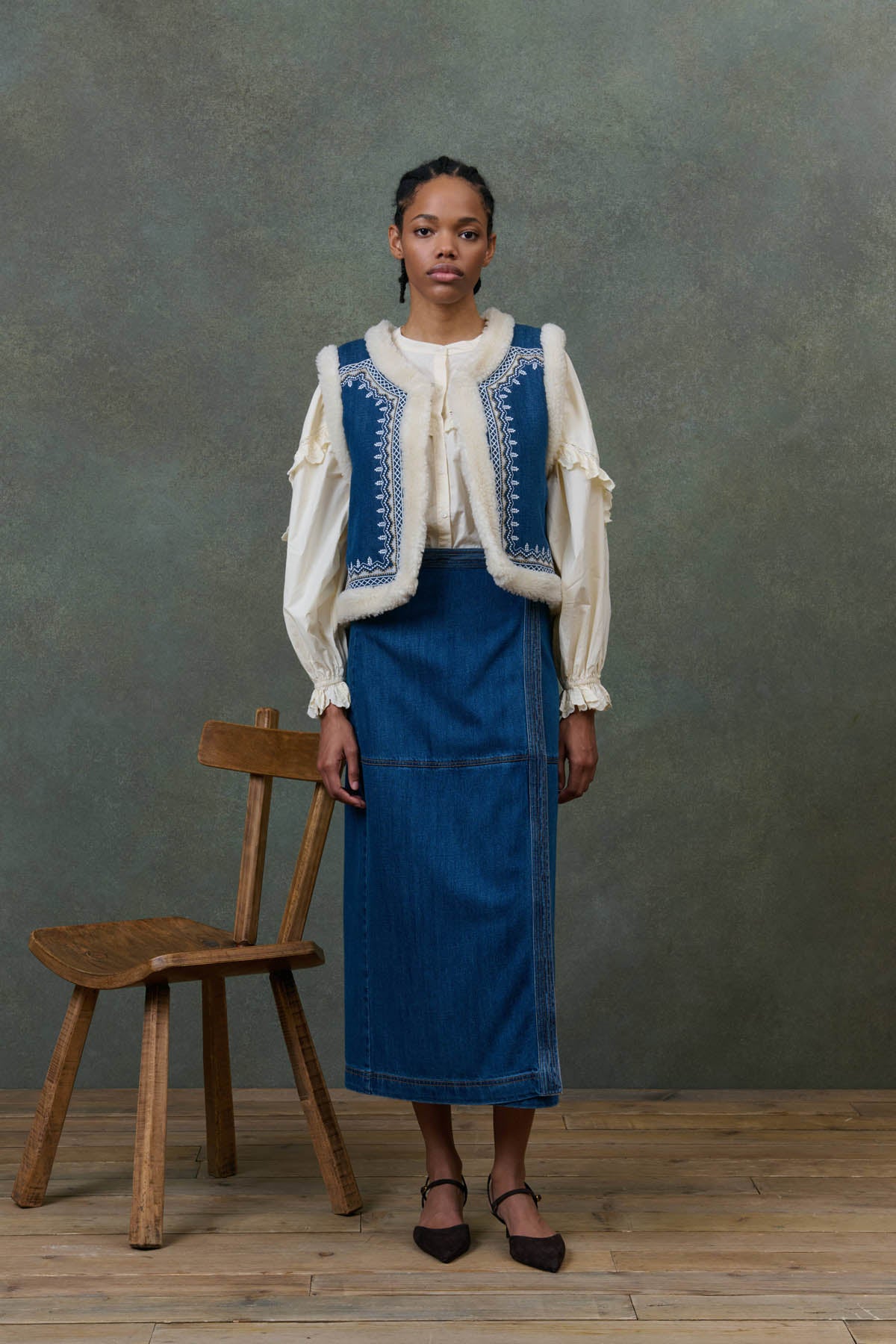 Reversible Vest Figara Stone Blue - Louise Misha