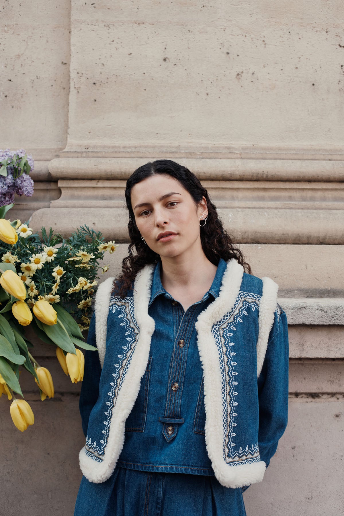Reversible Vest Figara Stone Blue - Louise Misha