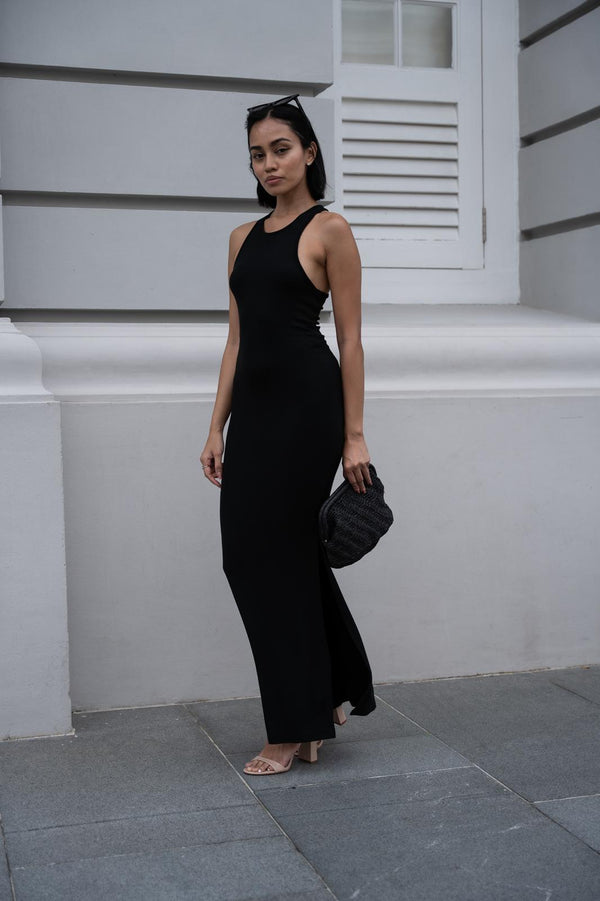 High Neck Cotton Rib Maxi - Shehara