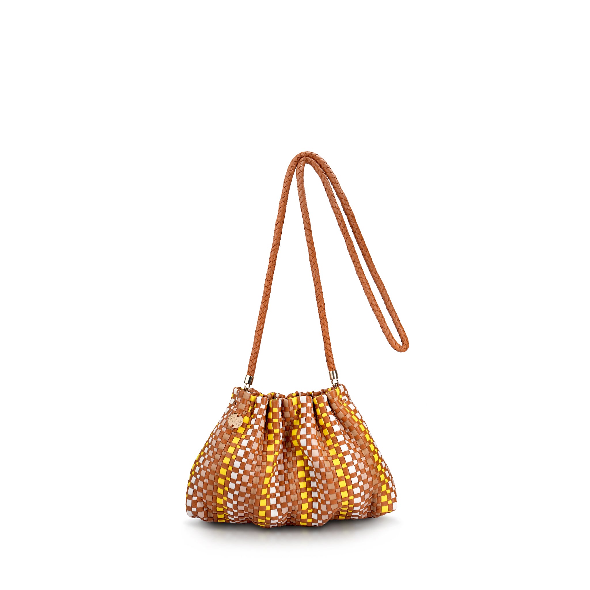 Wini Gathered Leather Crossbody Clutch Bag Citrus Multi