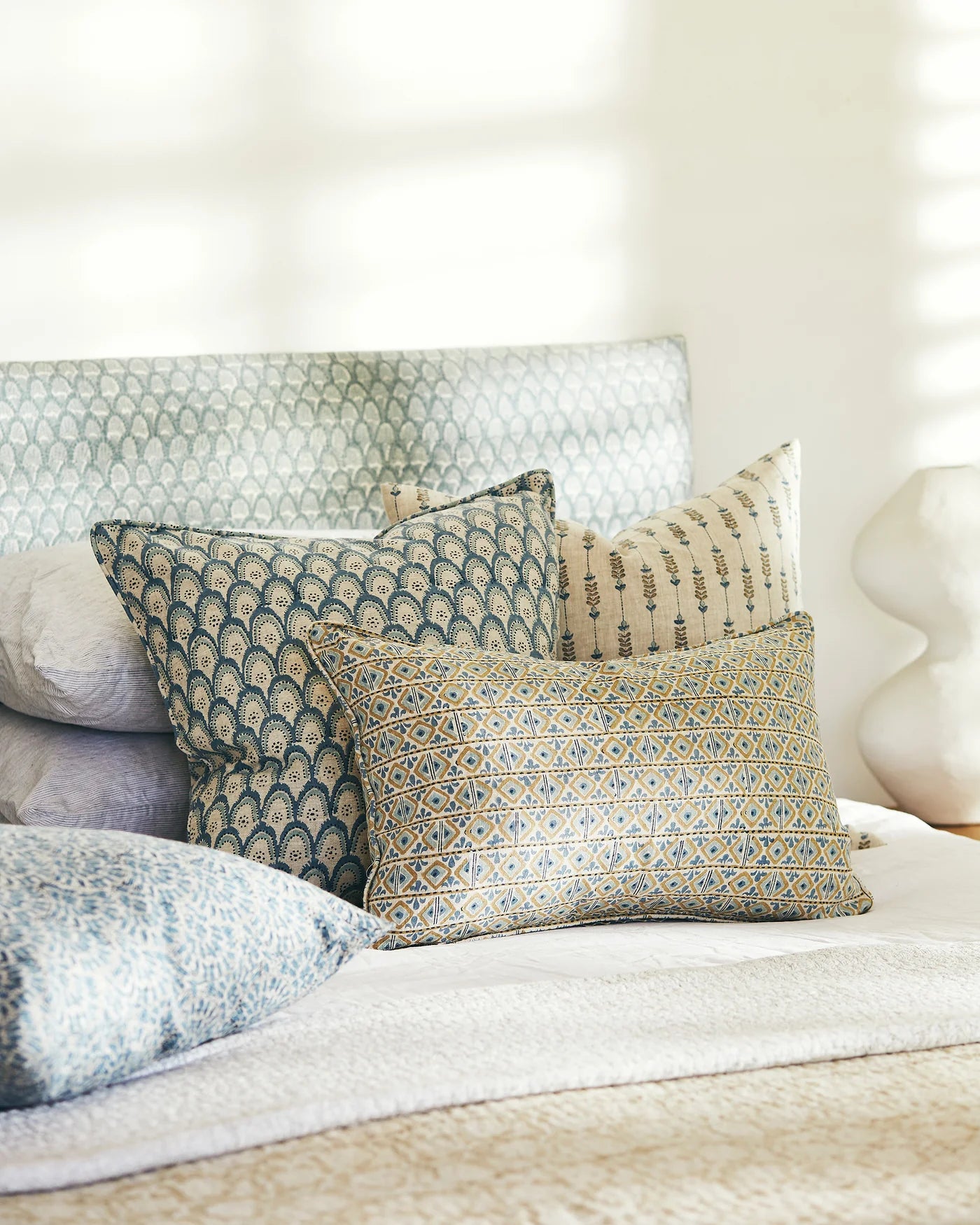Azores Fresh Azure Linen Cushion 55x55cm