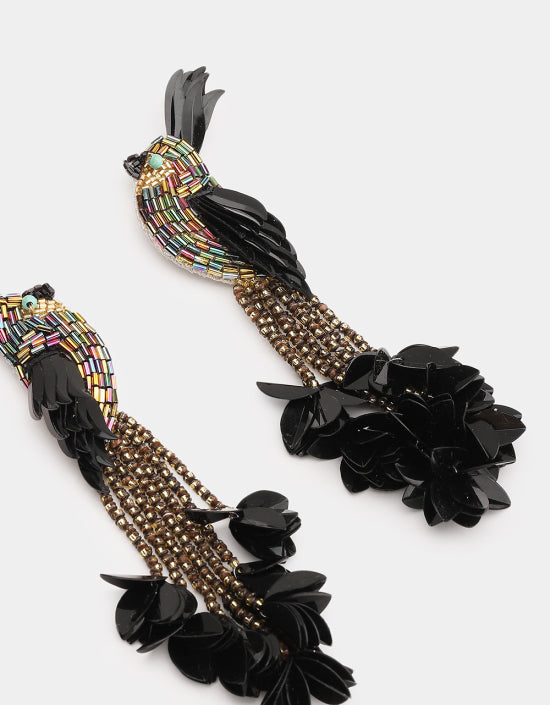 Bird of Paradise Earrings Black