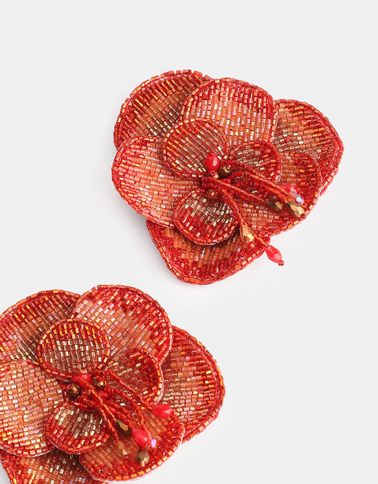 Camelia Earrings Red Rust