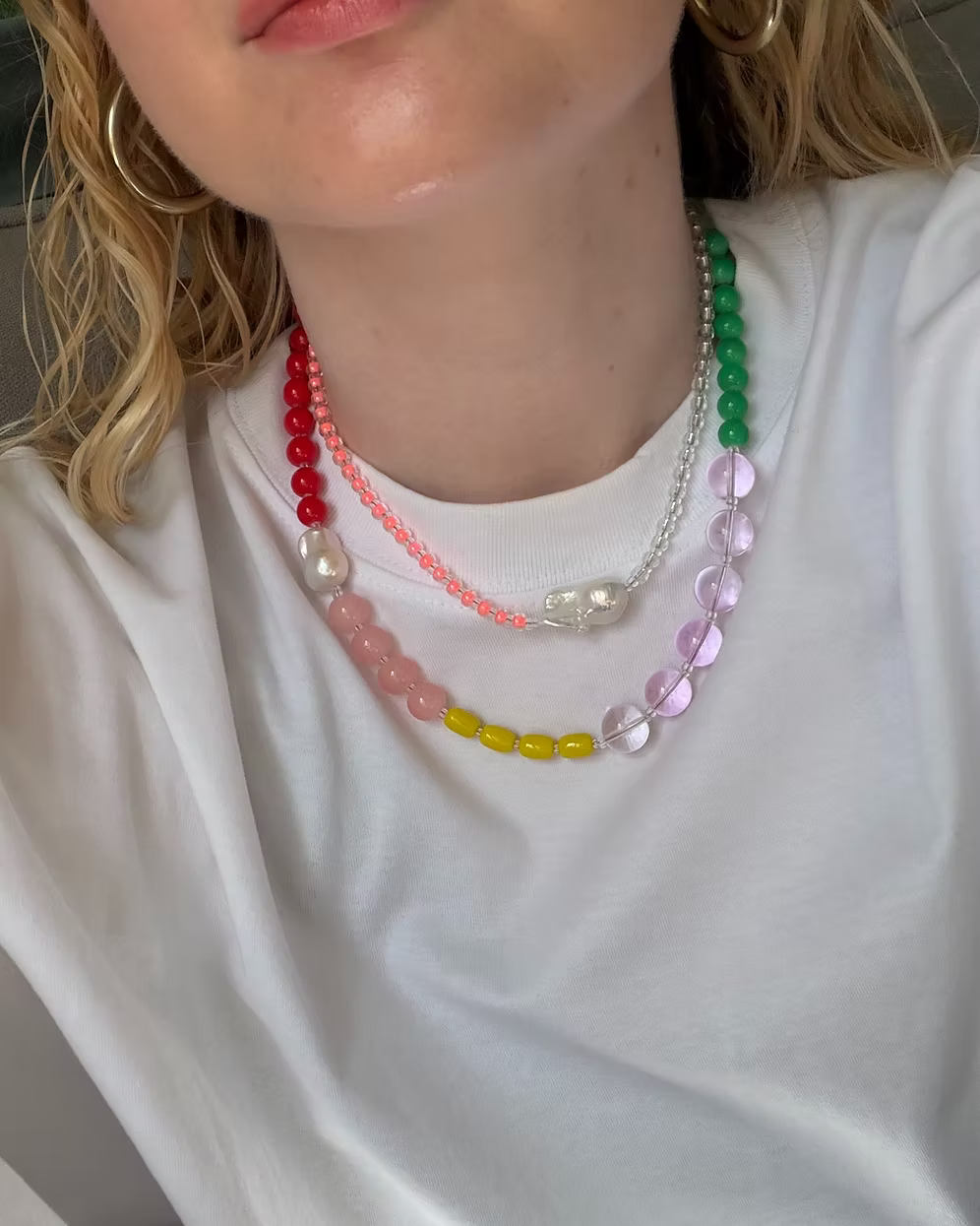 Luxe Pearl Necklace Coral