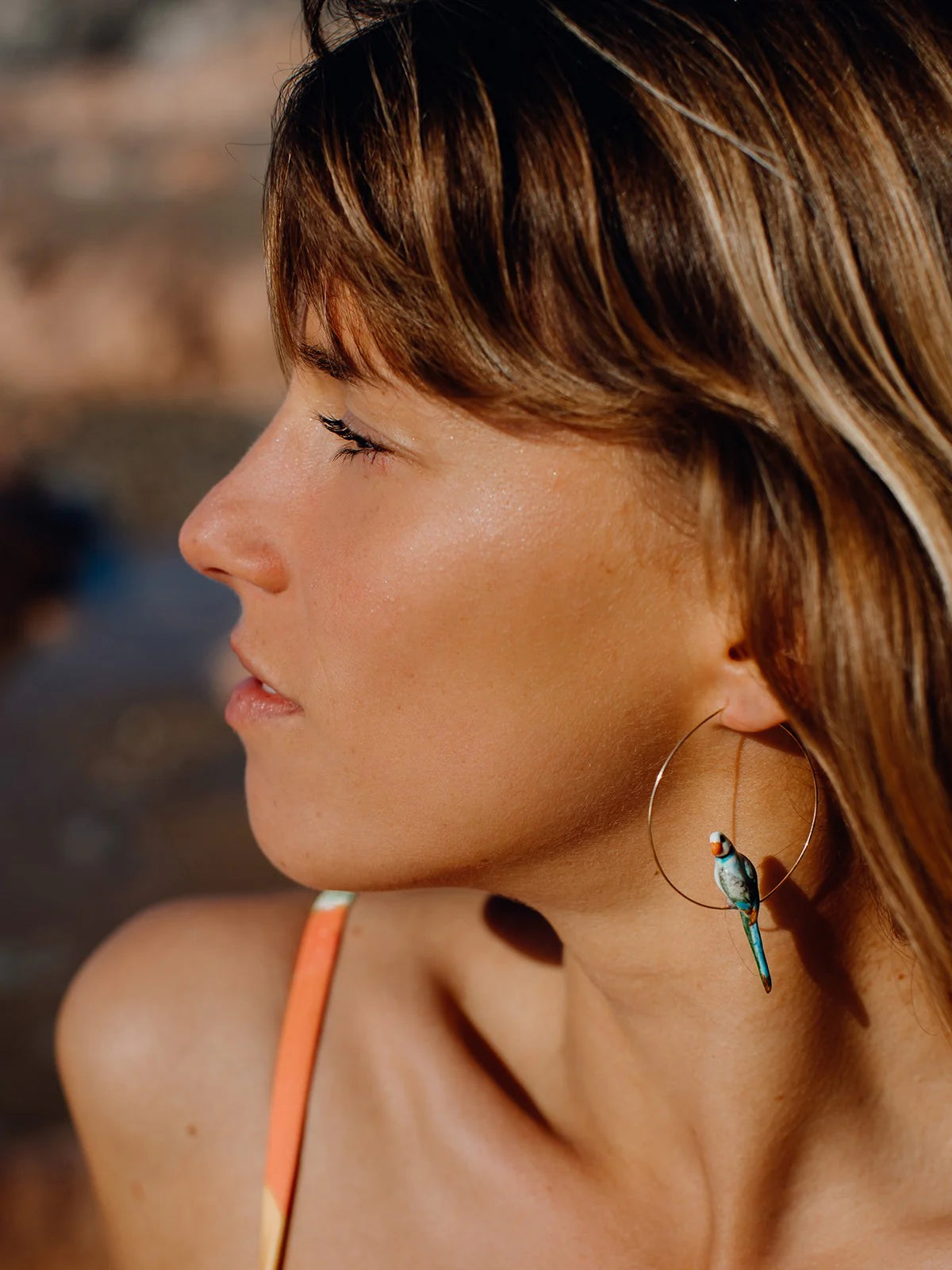 Blue&Green Parrot Hoop Earrings