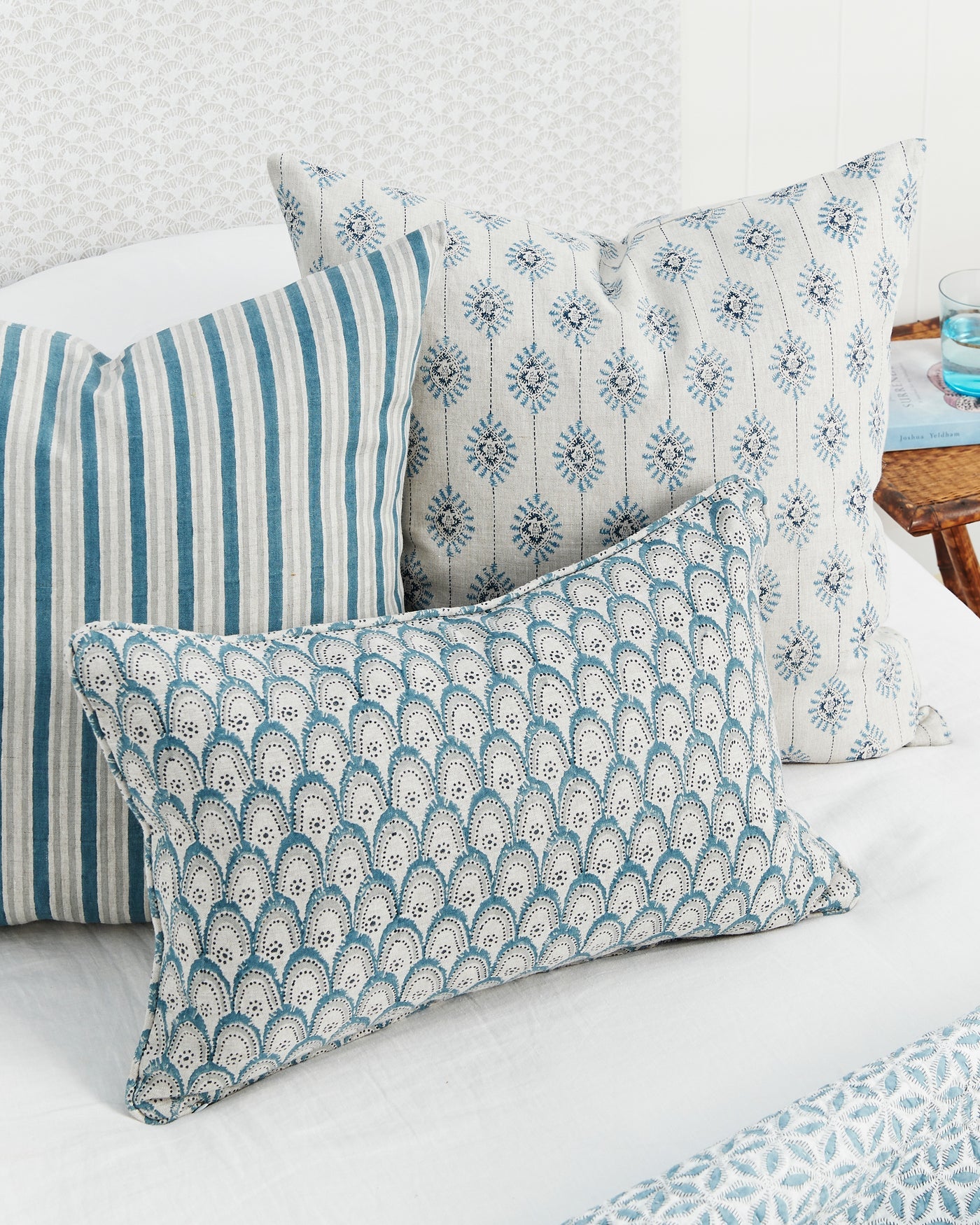 Bombay Azure Linen Cushion 55x55cm