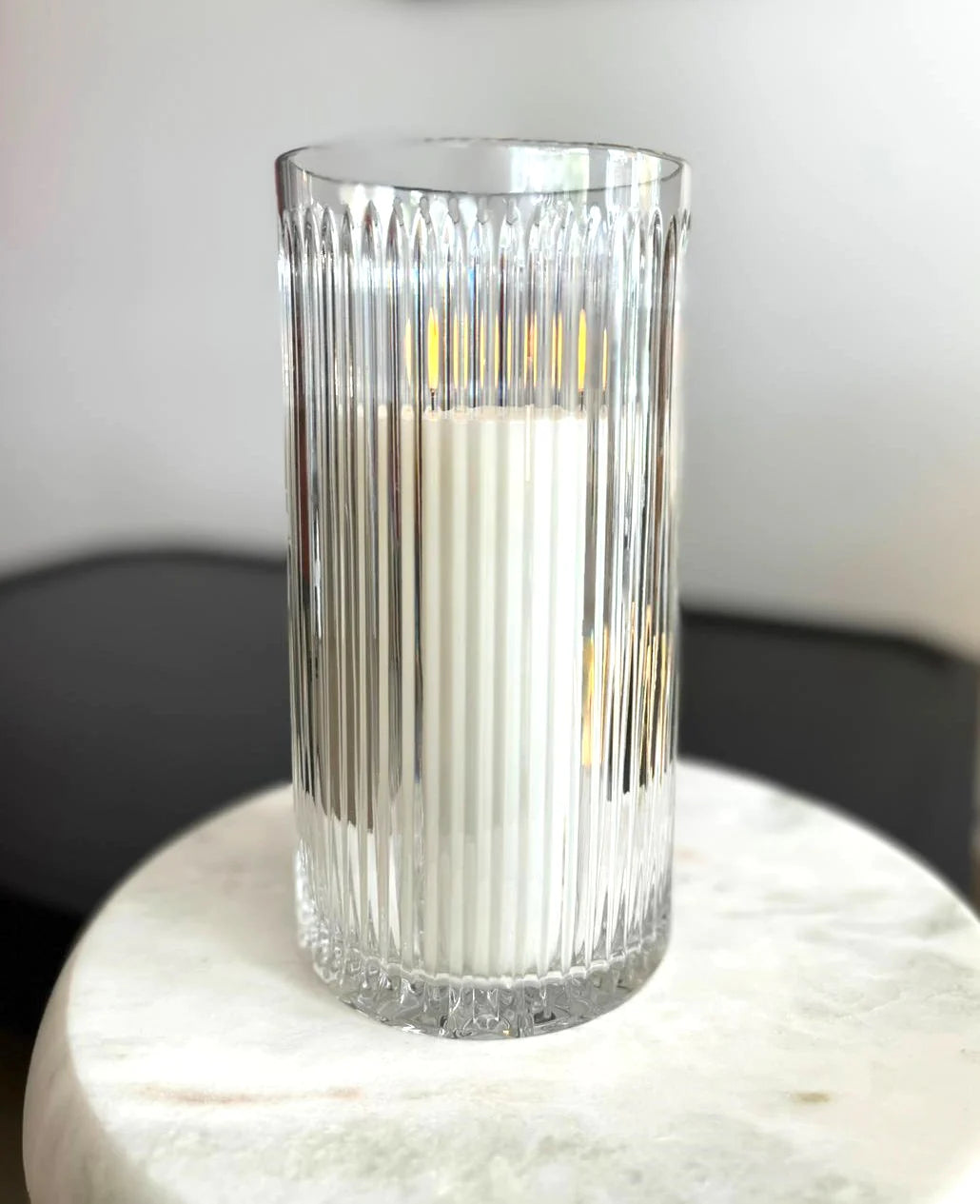 Crystal Hand Crafted Cut Vase/hurricane 23cm