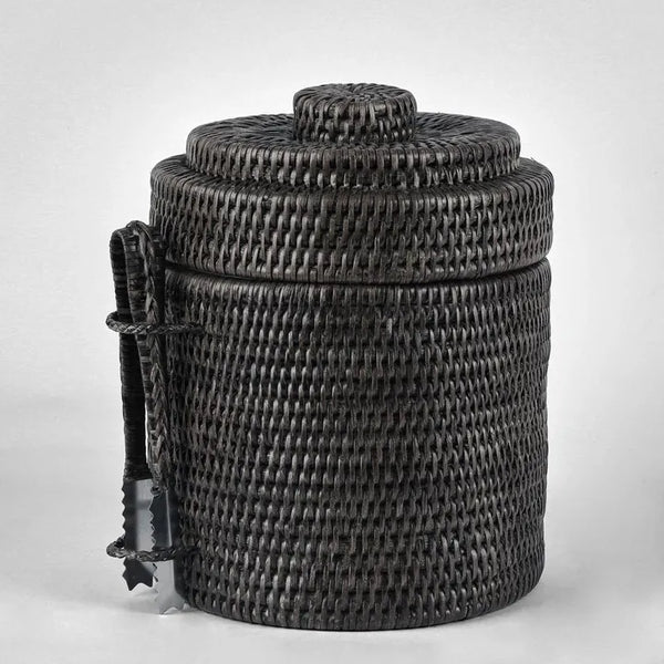 Rattan Ice Bucket w Tong