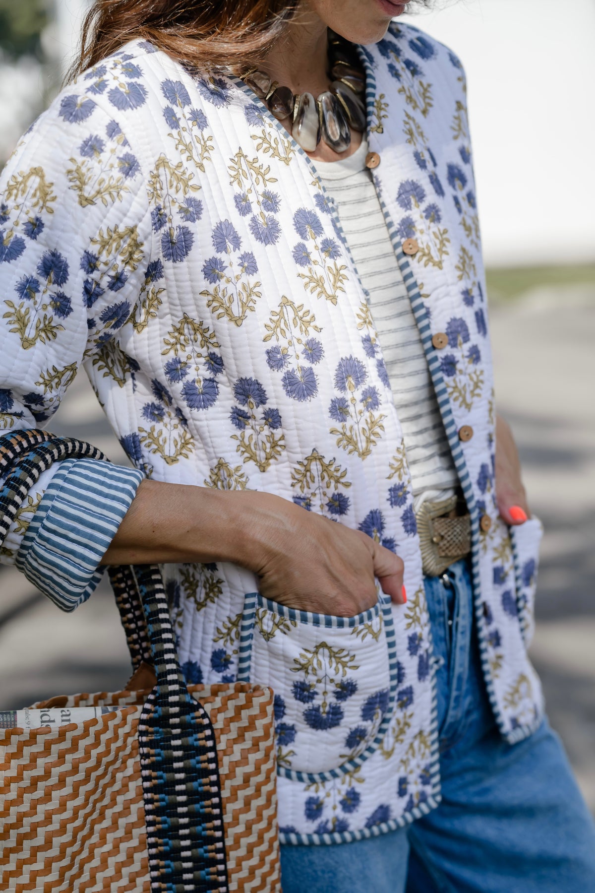 Dimitri Quilted Jacket Indigo Bloom
