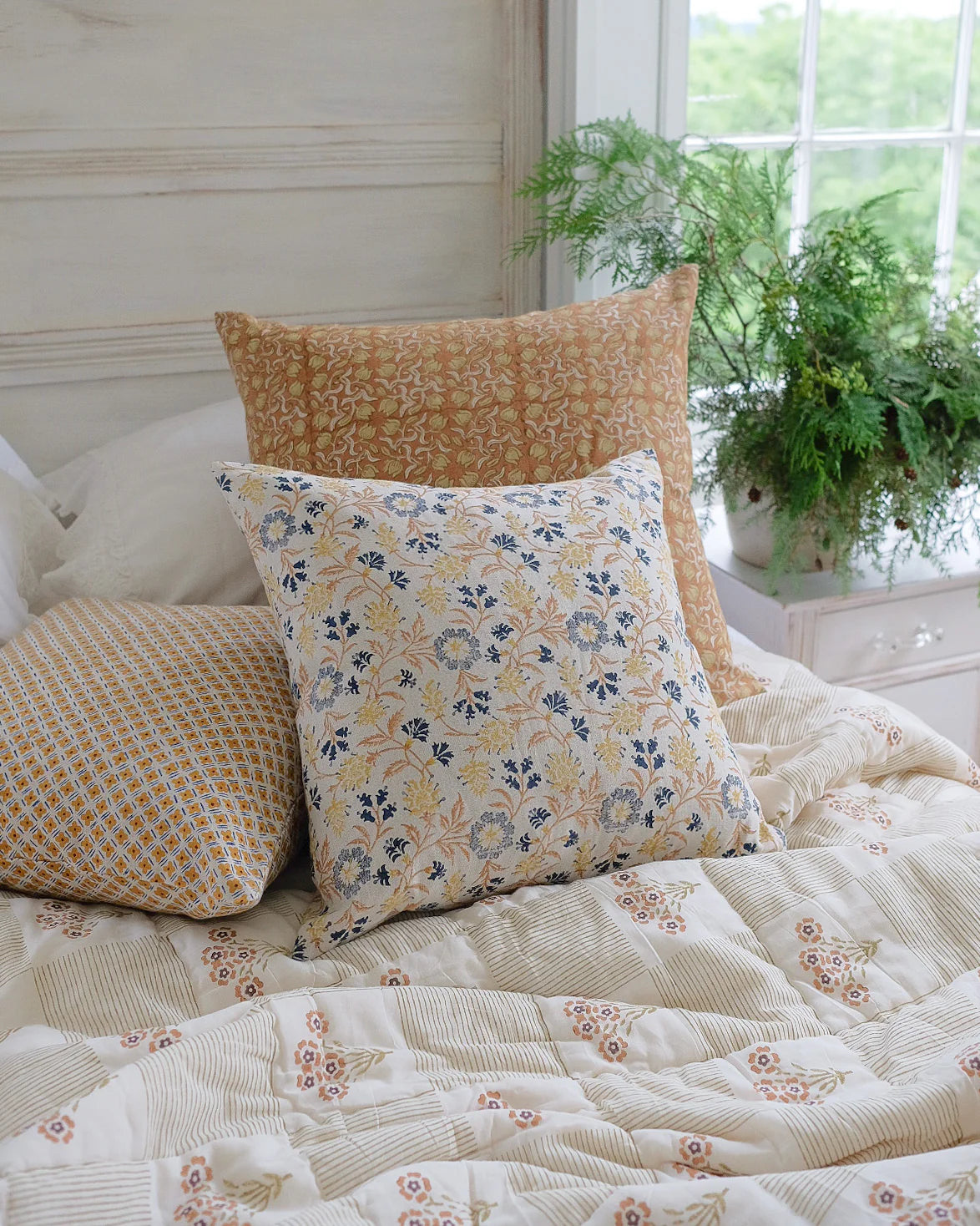 Shabana - Hand Block-printed Reversible Quilt - Brown