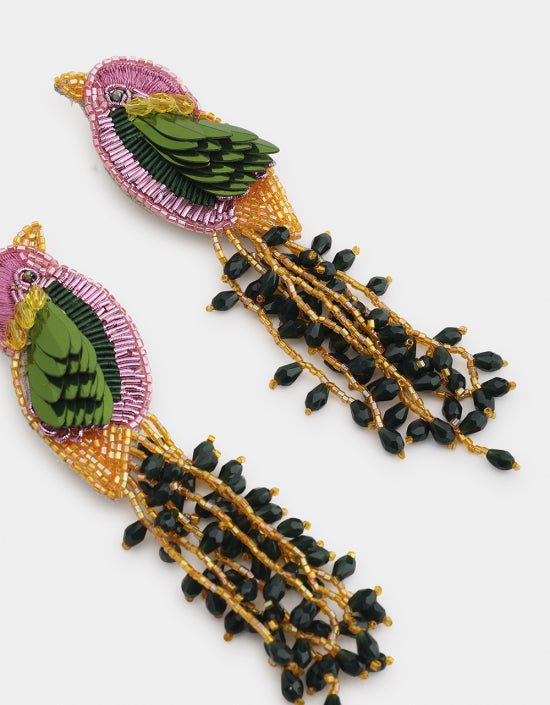 Kingfisher Earrings Pink Green