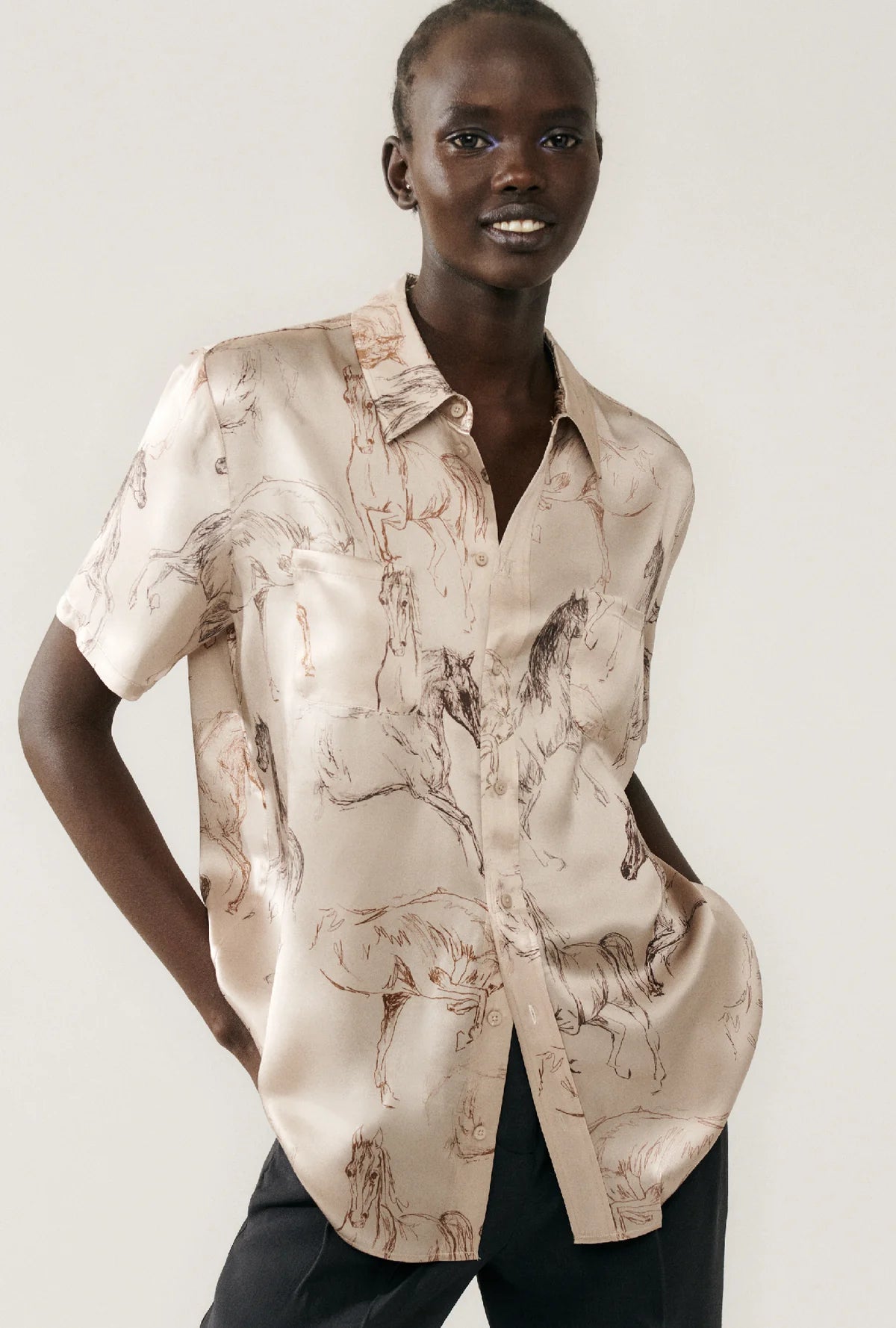 Short Sleeve Boyfriend Shirt Wild Horses