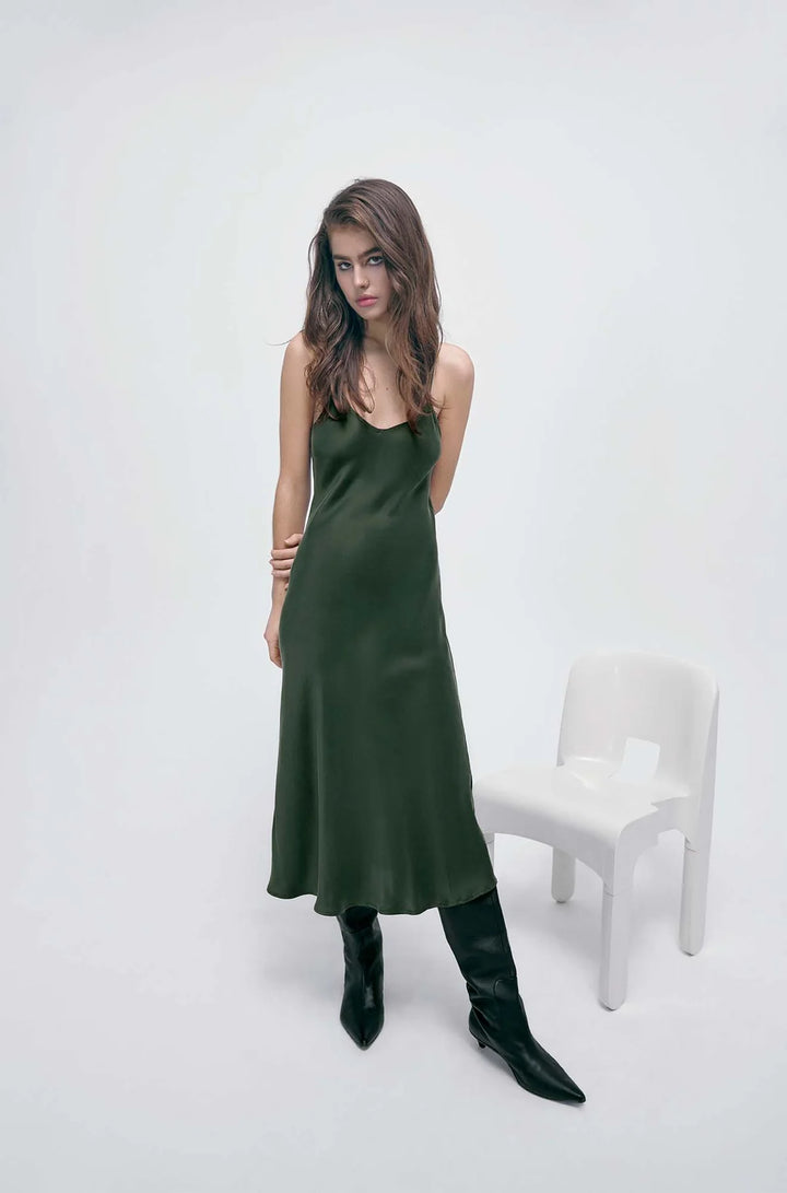 SILK LAUNDRY CEDAR 90S SLIP DRESS