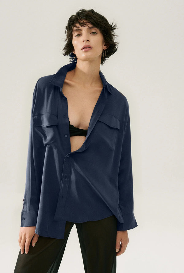 Silk Laundry Midnight Boyfriend Shirt