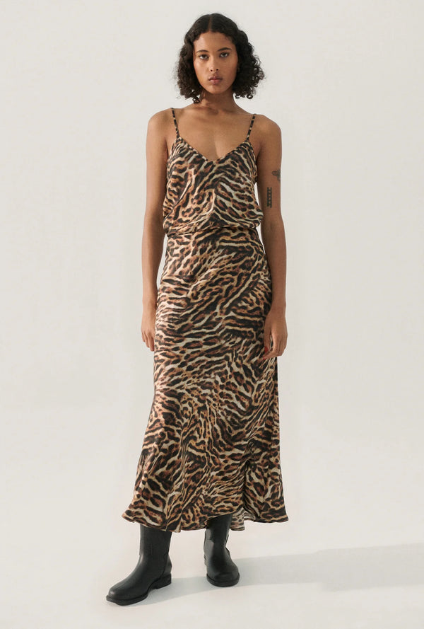 Silk Laundry Leopard Long Bias Cut Skirt