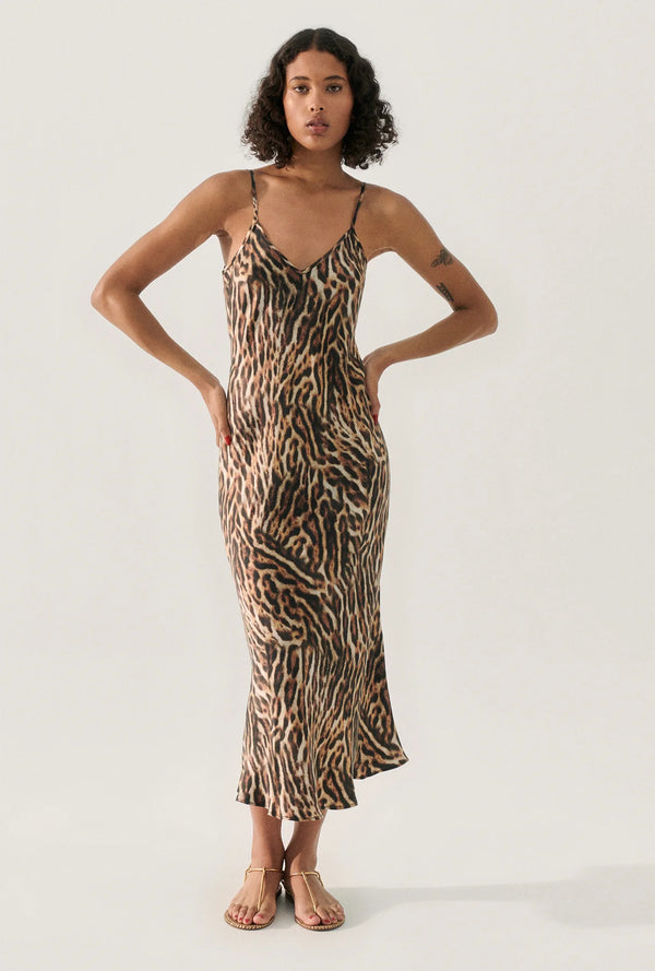 Silk Laundry Leopard 90s Slip Dress